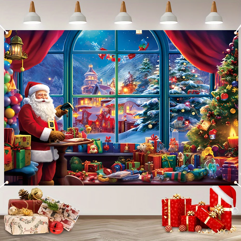 [JIT] 1pc, Christmas party banner, 180cm * 120cm/70.8 inches * 47.3 inches, Christmas festive atmosphere decoration banner, Sant