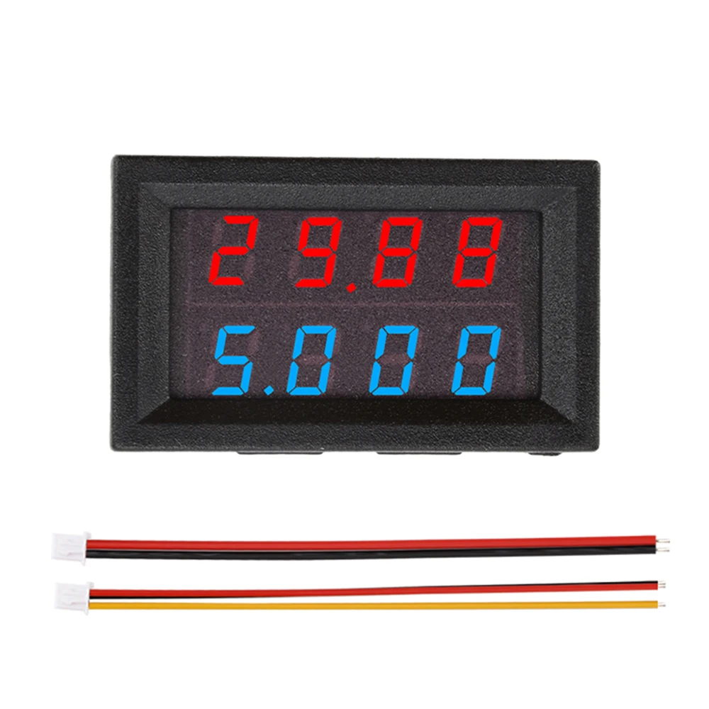 4 digit 5 wire mini digital voltmeter ammeter DC 100V 200V 10A Voltmeter Ammeter Dual LED display
