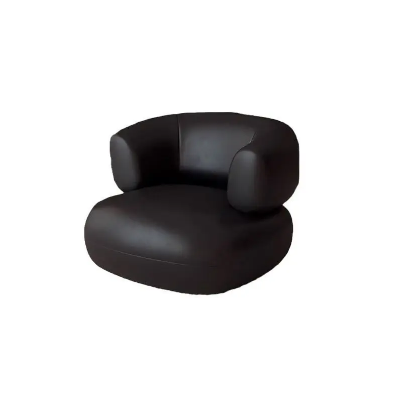 #Italian Style Black Leather Sofa Retro Faux Leather Couch for Clothing Store Beauty Salon Reception Lounge Area