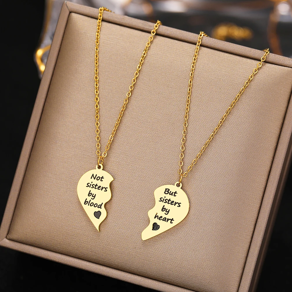 Stainless Steel Necklaces Not Sister By Blood But Sister By Heart Pendants BFF Chains Necklace For Women Jewelry Best Friends