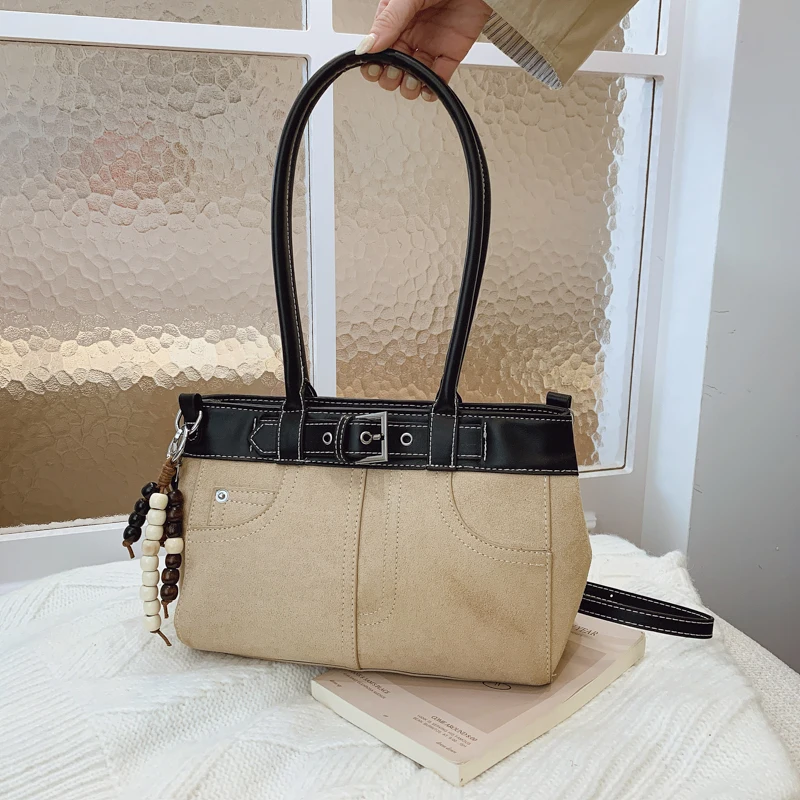 

Джинсовые сумки с пряжкой в стиле пэчворк, осень-зима 2021, нишевый дизайн, эстетические сумки на плечо, женские сумки высокого качества для поездок на работу