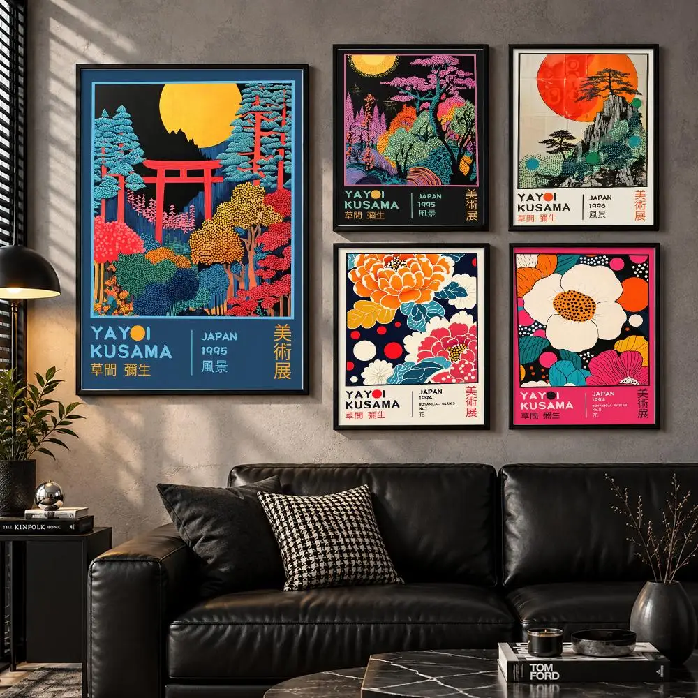 Artist Yayoi K_Kusama Poster Modern Wall Art Sticker For Living Room Bedroom Bar Home Decor Mural Painting Decoration