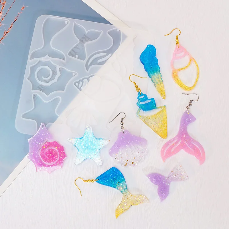 Earring Pendant Silicone Mold Cute Marine Creature Shape Epoxy Resin Mould For Earrings Keychain Necklace Charms Jewelry Making