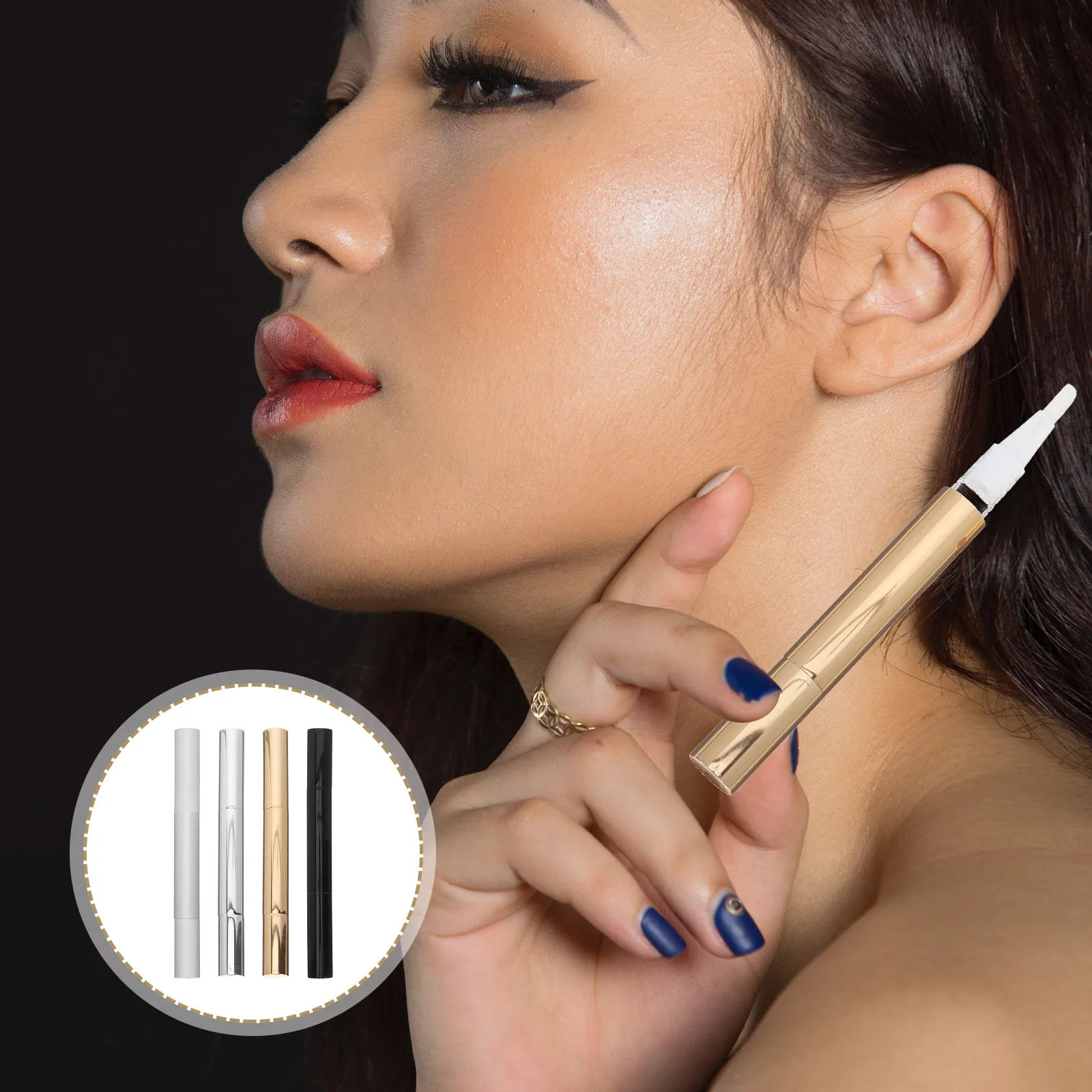 Set di 4 Contenitori per Liquidi: Tubetti per Sopracciglia, Penna per Olio Unghie, Porta Eyeliner, Tubetto Vuoto da Viaggio, Applicatore per Lucidalabbra