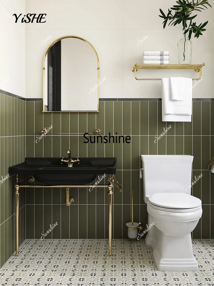 French retro wash basin bathroom gold copper bracket floor type