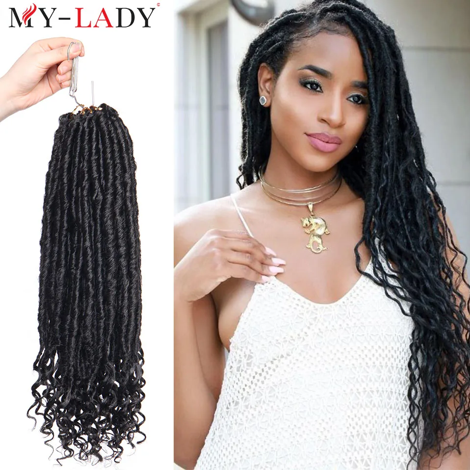 My-Lady 16inches Synthetic Faux Locs Hair Extensions Long Straight For African Woman Hook Braids Organic Kanekalon