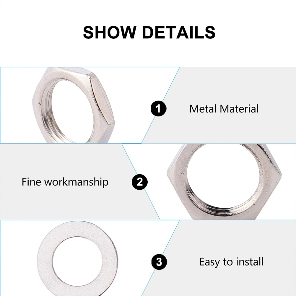

Potentiometer Nut Washer Set Electric Guitars Stainless Steel Durable Guitar Parts Input Metal Nuts Replacement