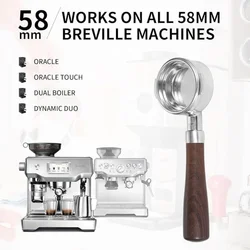 58mm Bottomless Portafilter with 2Cups Filter Basket For Breville Oracle, Oracle Touch, Dual Boiler BES980XL BES990 BES920XL