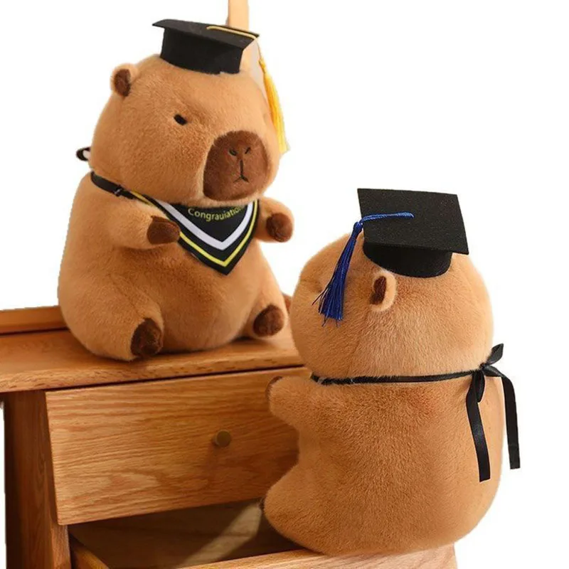 2026 graduação capivara brinquedo de pelúcia bonito boné de formatura boneca animal de pelúcia macio kawaii presente para estudante cerimônia de formatura decoração menina