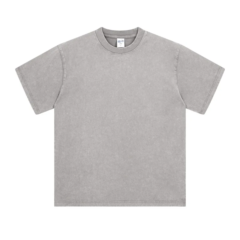 Men's Streetwear Casual Straight-shoulder Snowflake Distressed Heavy Men's T-shirt Street Streetwear Trendy Brand Washed T-shirt