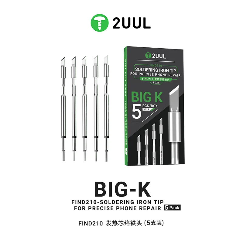 

2UUL FD11 FD21 Big-K Soldering Iron Tip 4.0mm Widened Blade for C210 Station, CPU/Middle Layer Drag Tin, Replacement Welding Tip