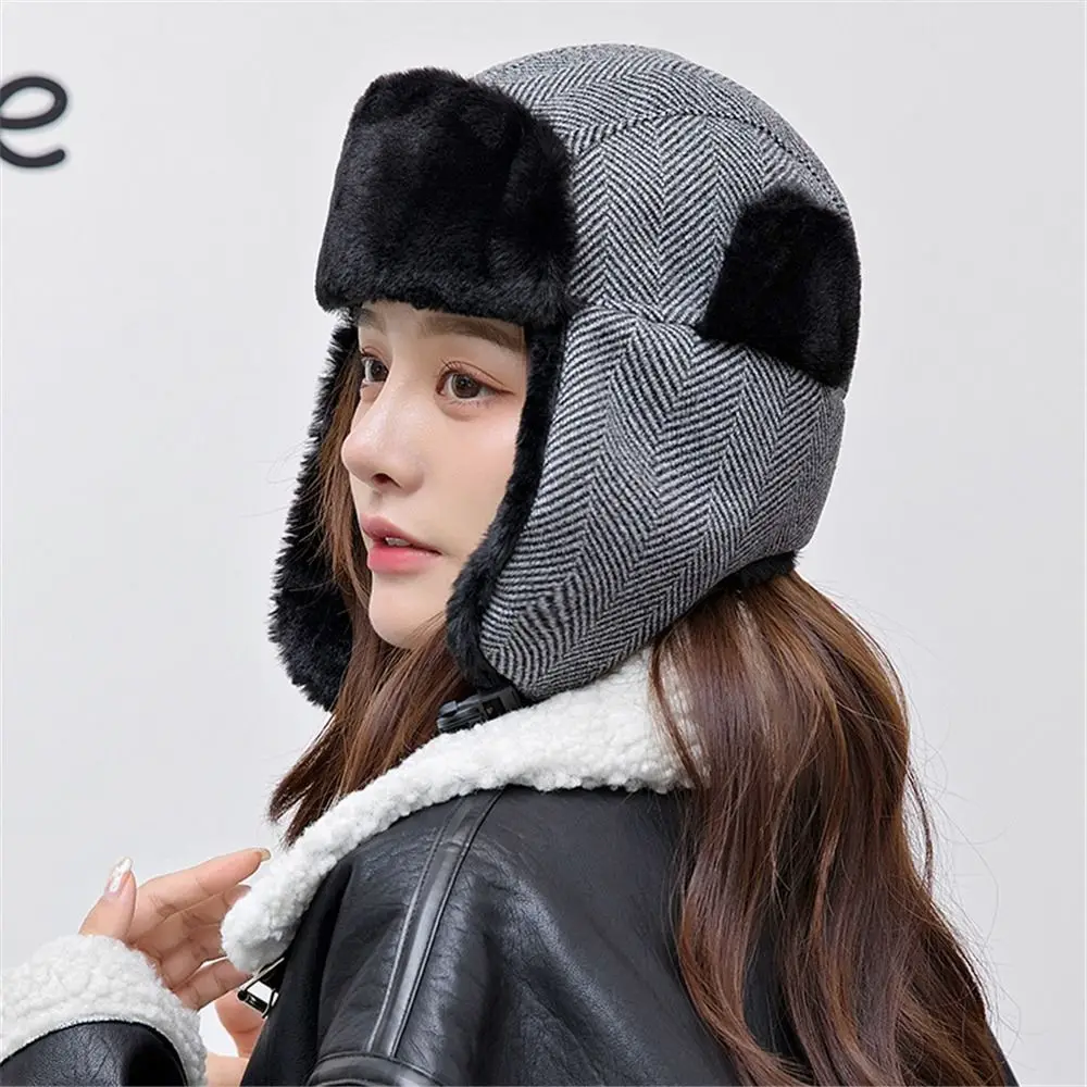 Boné de esqui masculino quente bombardeiro chapéus trapper chapéu ushanka russo earflap bonnet