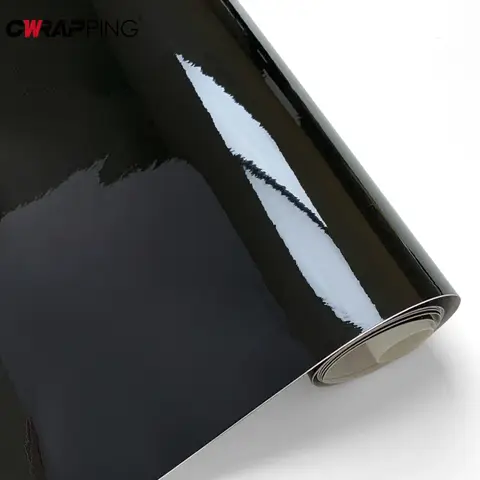 Car Adhesive Vinyl Air Release PVC Glossy Black Car Wrapping Film Waterproof Motorcycles Sticker for Tuning Auto Accessories