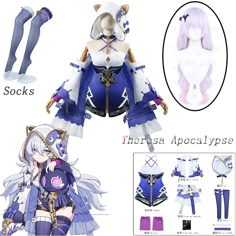 Game Honkai Impact 3 Theresa Apocalypse Cosplay Costume Wig Game Role Play Uniform Full Set for Women Girls