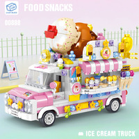 593PCS Building Blocks Model Bricks DIY City Ice Cream Food Truck Car For Adult Boys Girls Friends For Children Kids Toys Gifts