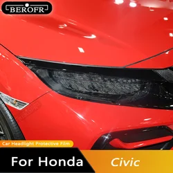 For Honda Civic 10th 2016-2021 19 2020 TPU Car Headlight Film Protective Sticker Lamp Hoods Transparent Smoke Black Accessories
