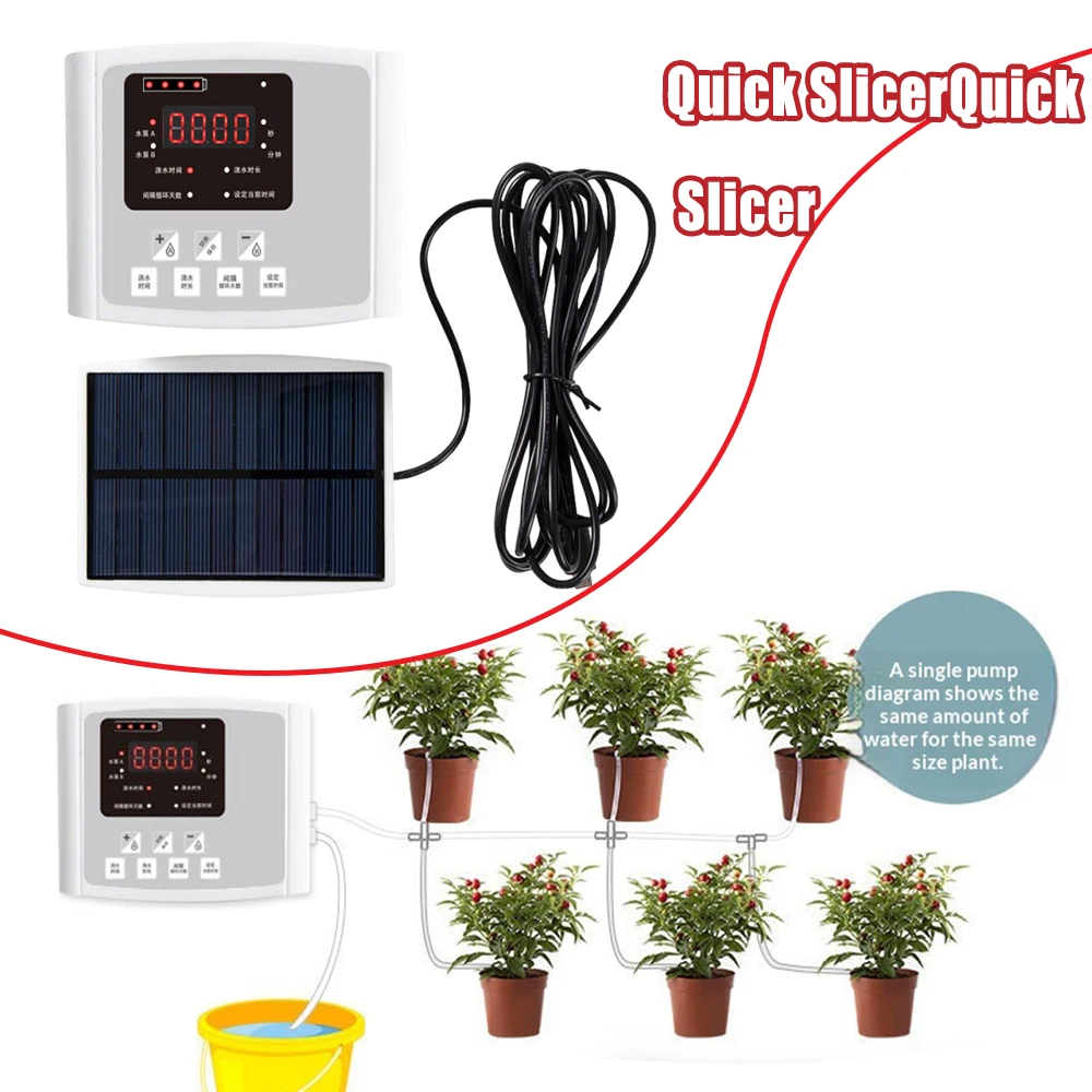 Automatic Solar Drip Irrigation Kit Dual Pump Or Single Pump Adjustable Valve Timer Controller For Smart Garden Watering Tool