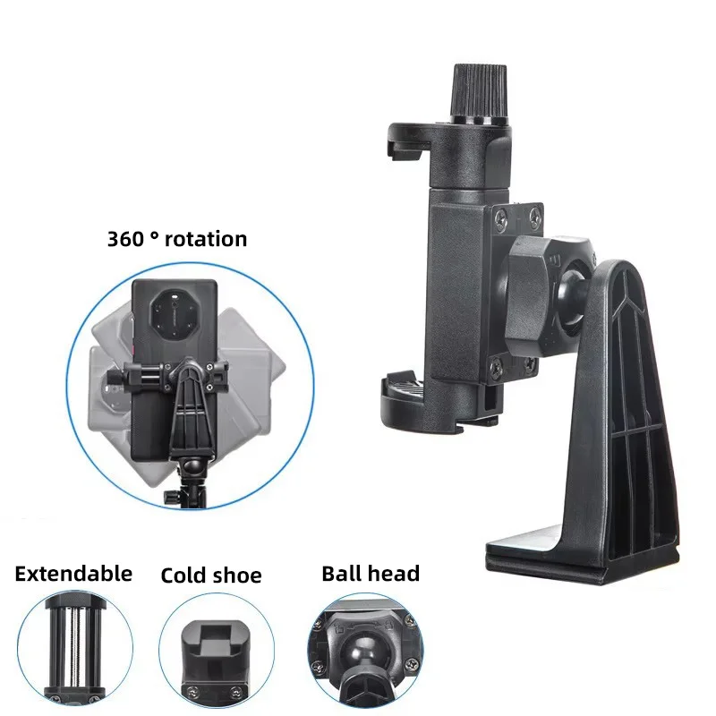 Pemegang klip dudukan rotasi 360 ° dengan kepala bola untuk ponsel iPhone Huawei berdiri dengan sepatu dingin untuk mikrofon lampu LED