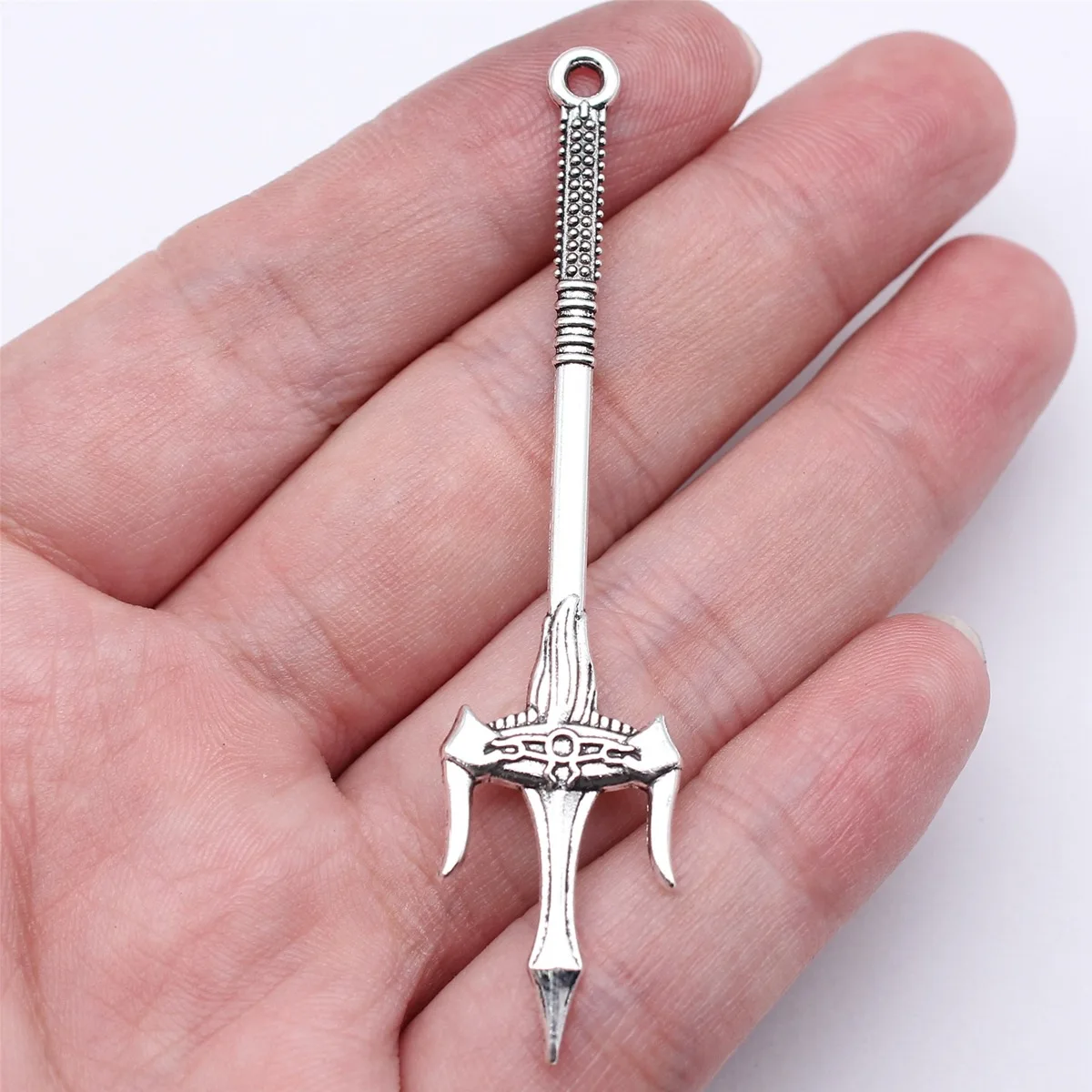 20pcs 71mm(2.8inch) Antique Silver Color Acgn Cosplay Sword, Gun, Sword And Halberd Charms Pendants