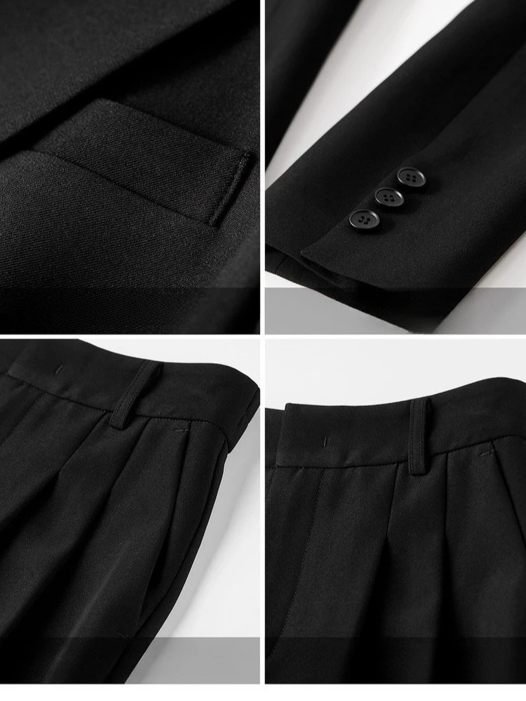 SENTUBILA Women's Straight Pant Suits 2025 Autumn New Arrival Solid Suits Single-Breasted Two-Button Two-Piece Set 153ZE8813Z