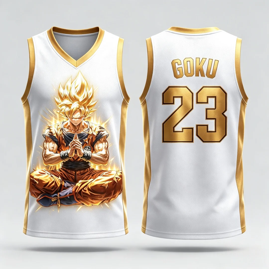 2026 Dragon Ball Goku Super Saiyan Meditation Basketball Jersey Men 3D Print Sports Vest Anime Streetwear Tank Top Family Tee
