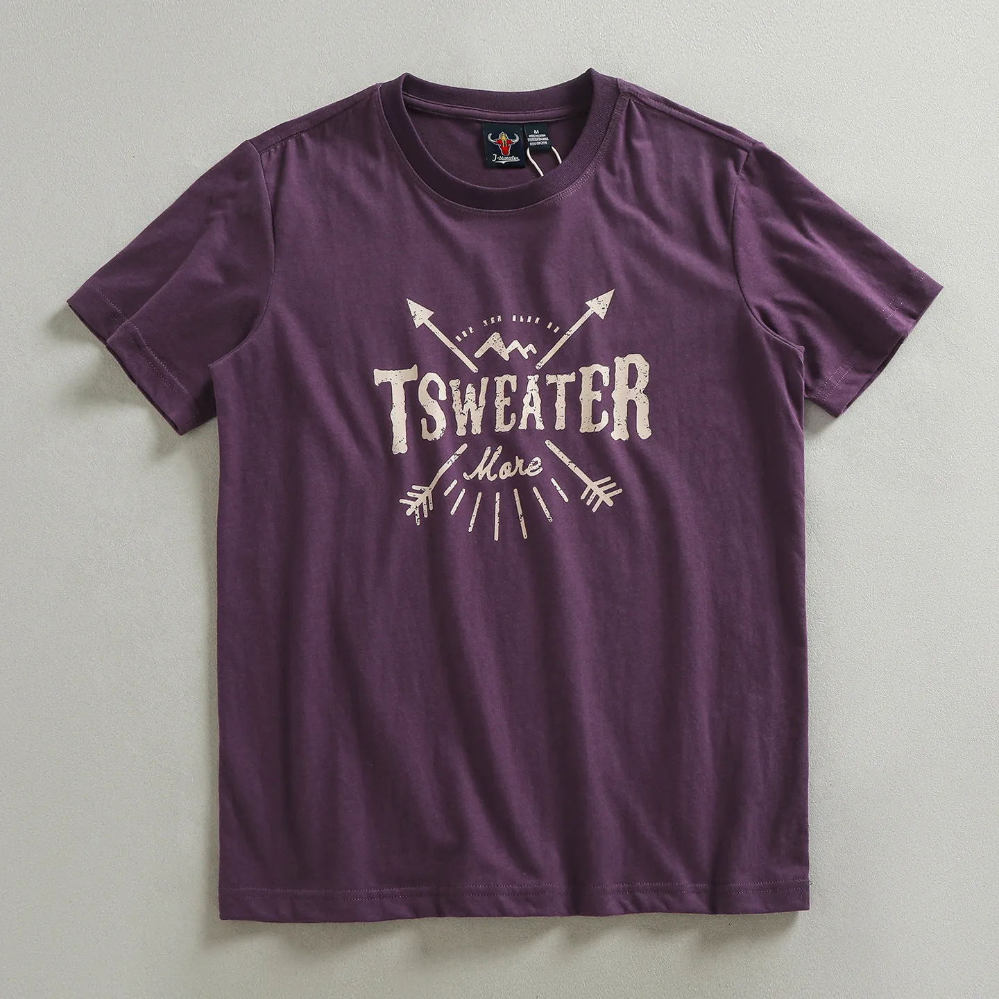 Summer new style retro letter element pattern brushed cotton short-sleeved T-shirt for men