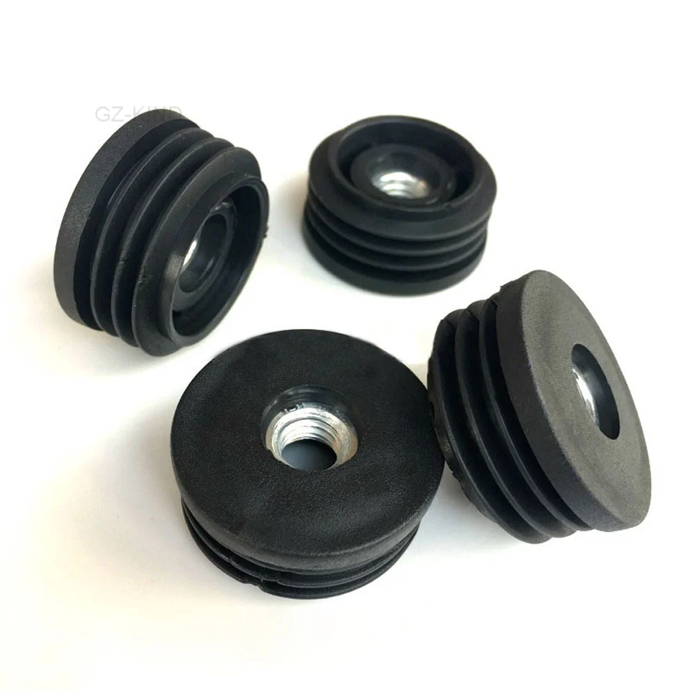 2/4/8 Stuks Ronde Zwarte Plastic Blanking End Cap Caps Buis Inserts Met M6 Metalen Draad dia 16Mm 19Mm