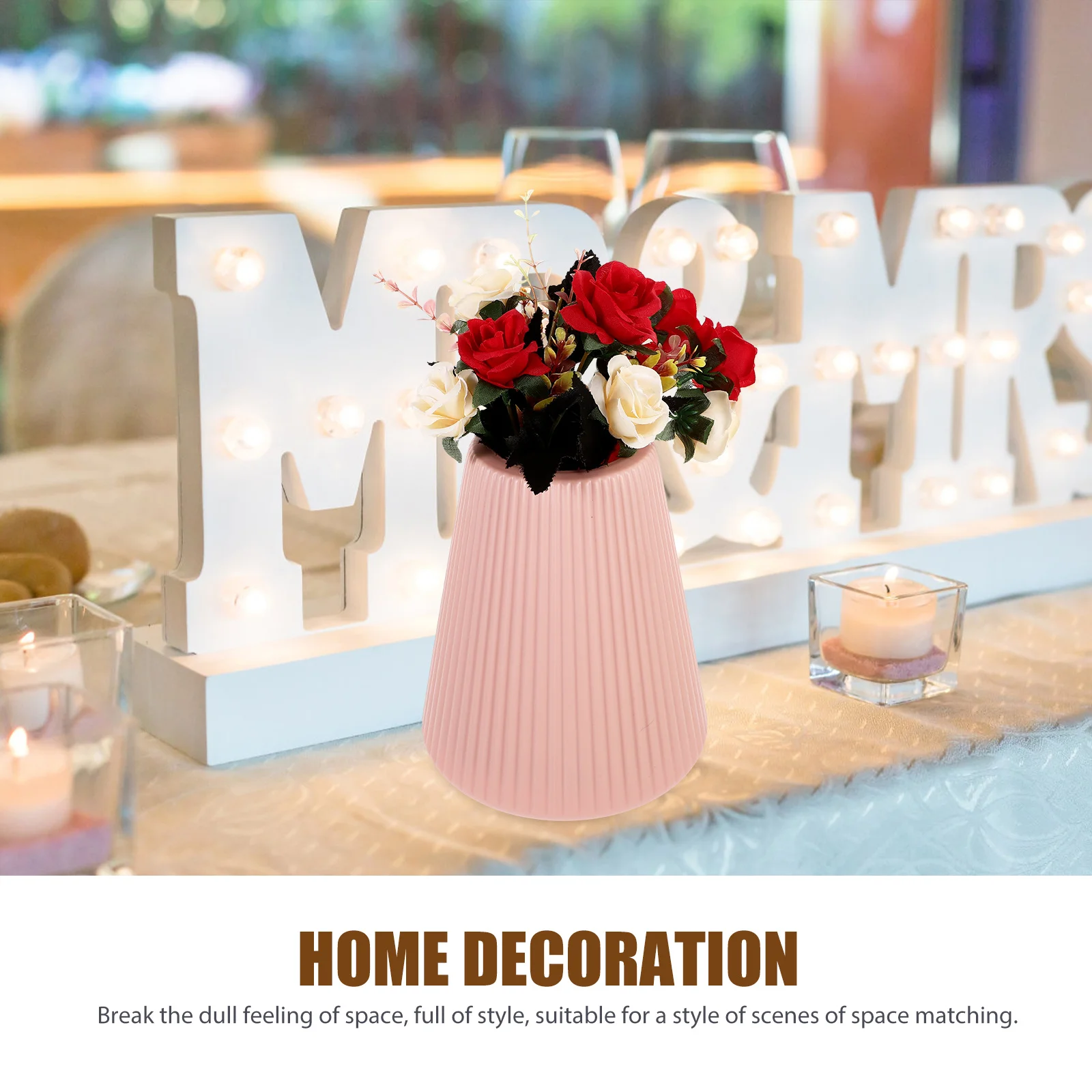 

2pcs Dry Wet Flower Decorative Vase Plastic Home Office Balcony Decoration Simple Durable Craft Vase For Table Centerpiece