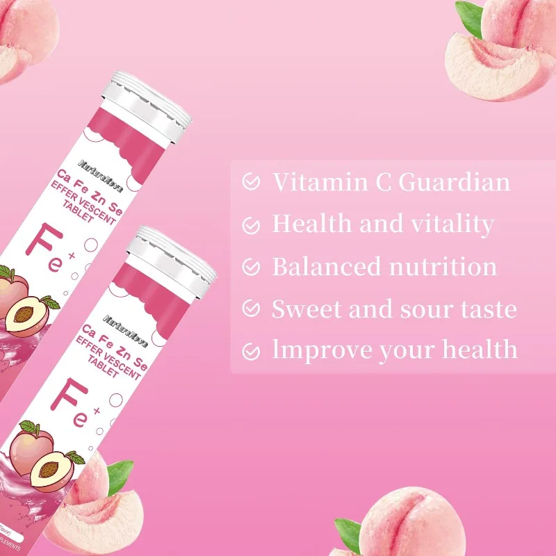 

Шипучие таблетки со вкусом персика, освежающий физический напиток, пищевая добавка для ежедневной поддержки здоровья