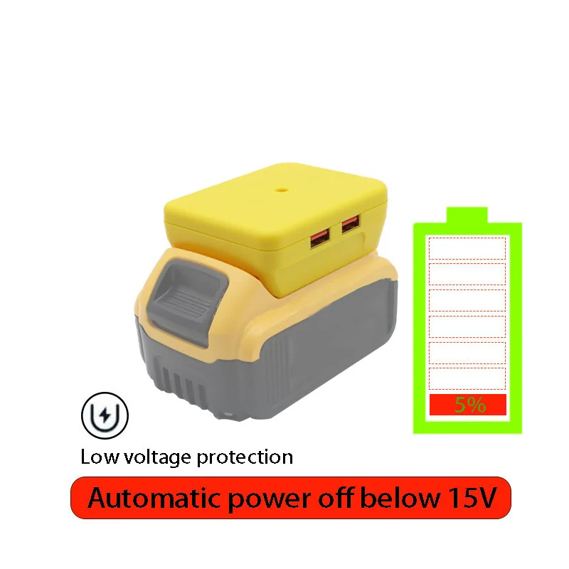 อะแดปเตอร์แบตเตอรี่พร้อมพอร์ตชาร์จเร็วแบบ USB คู่สำหรับแบตเตอรี่ Dewalt 18V 20V Li-Ion สำหรับ Milwaukee18V สำหรับแบตเตอรี่ลิเธียม M18