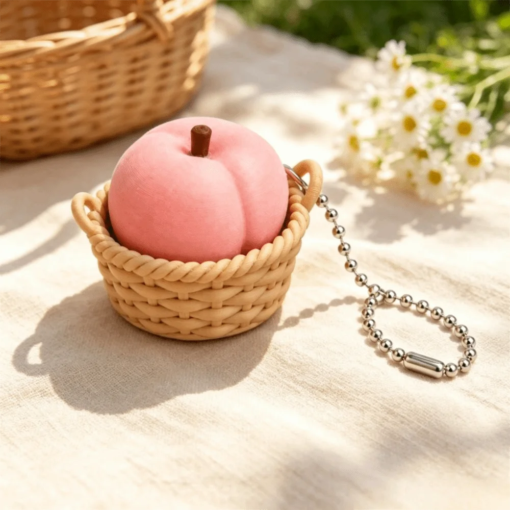 Simulation Fruit 3D Printed Keychain 3D Printed Simulation Vegetables Fidget Keychain Cute Food Shaped Reduce Pressure Keychain