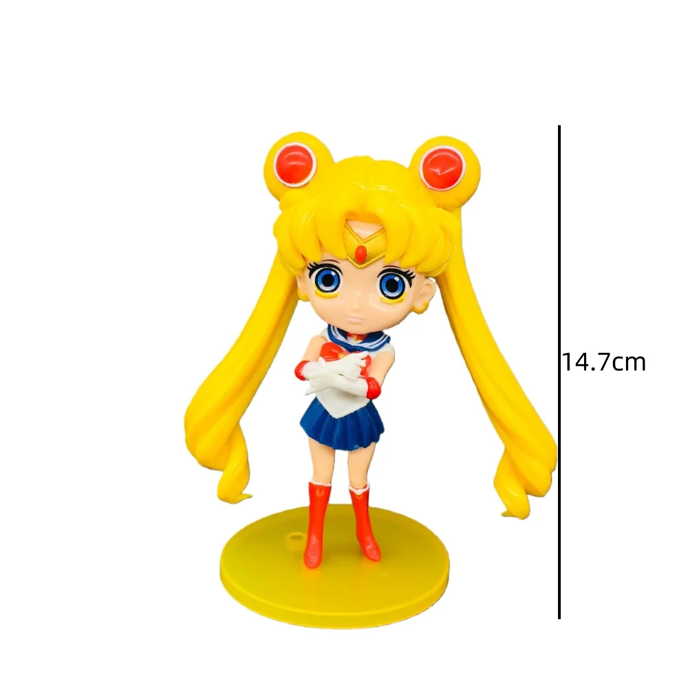 14cm Anime Sailor Moon Tsukino Usagi Figurine Statue PVC Action Figure Car Ornamen Toy Cake Decoration Collection Model Gift