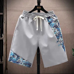 Zomer herenshorts Casual korte broek Oversize strandshorts Retro patchwork Print Sportshorts Vijf punten shorts