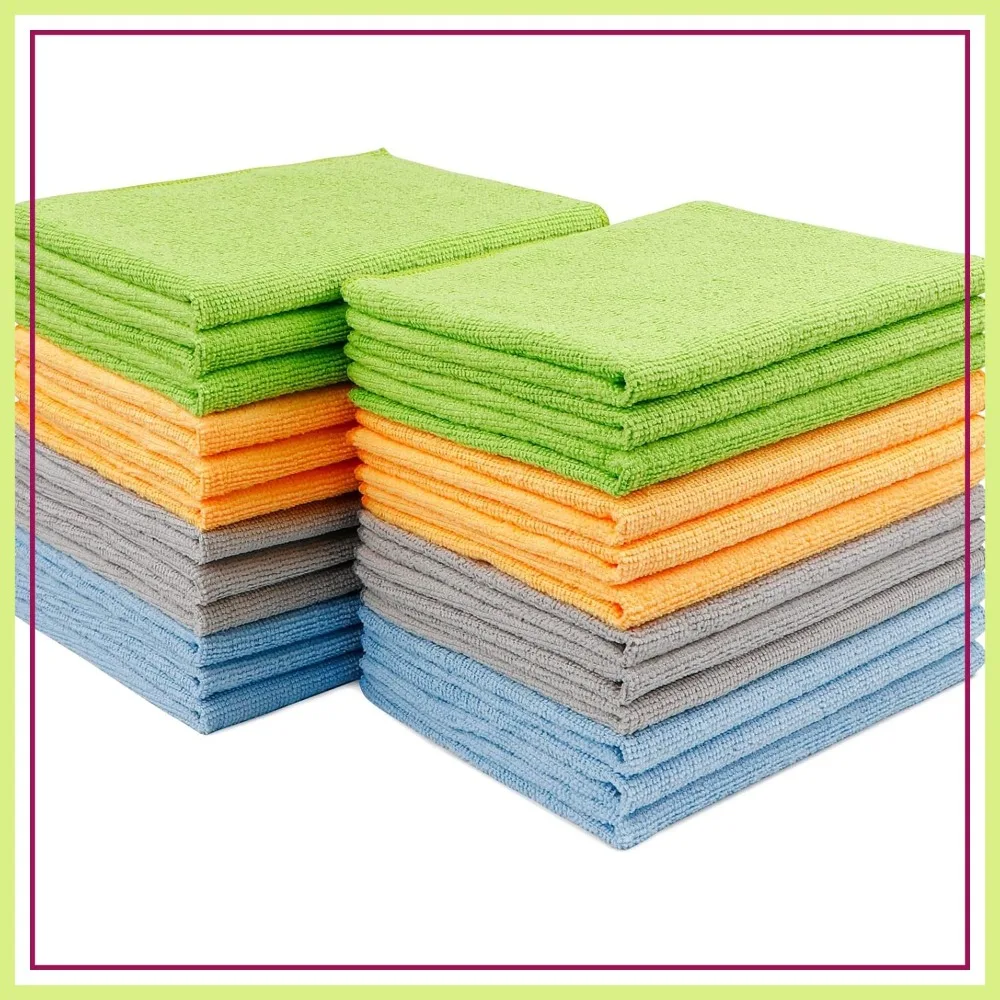

24 Pack Microfiber Cleaning Cloths, Soft & Absorbent Towels for Cars, House, Kitchen, 12x16 in