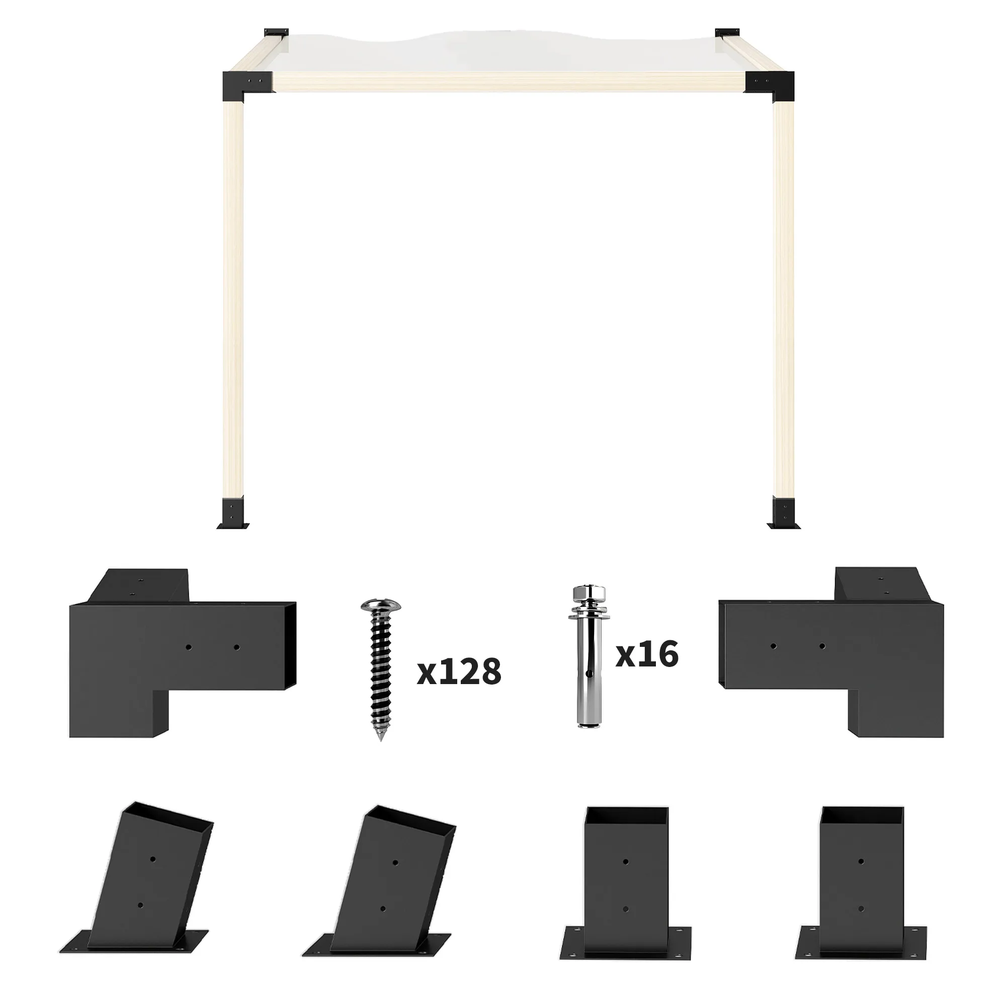 Outsunny Sunshade Canopy Bracket, 15 Pieces °     Slant-Top Canopy Bracket Kit, Black