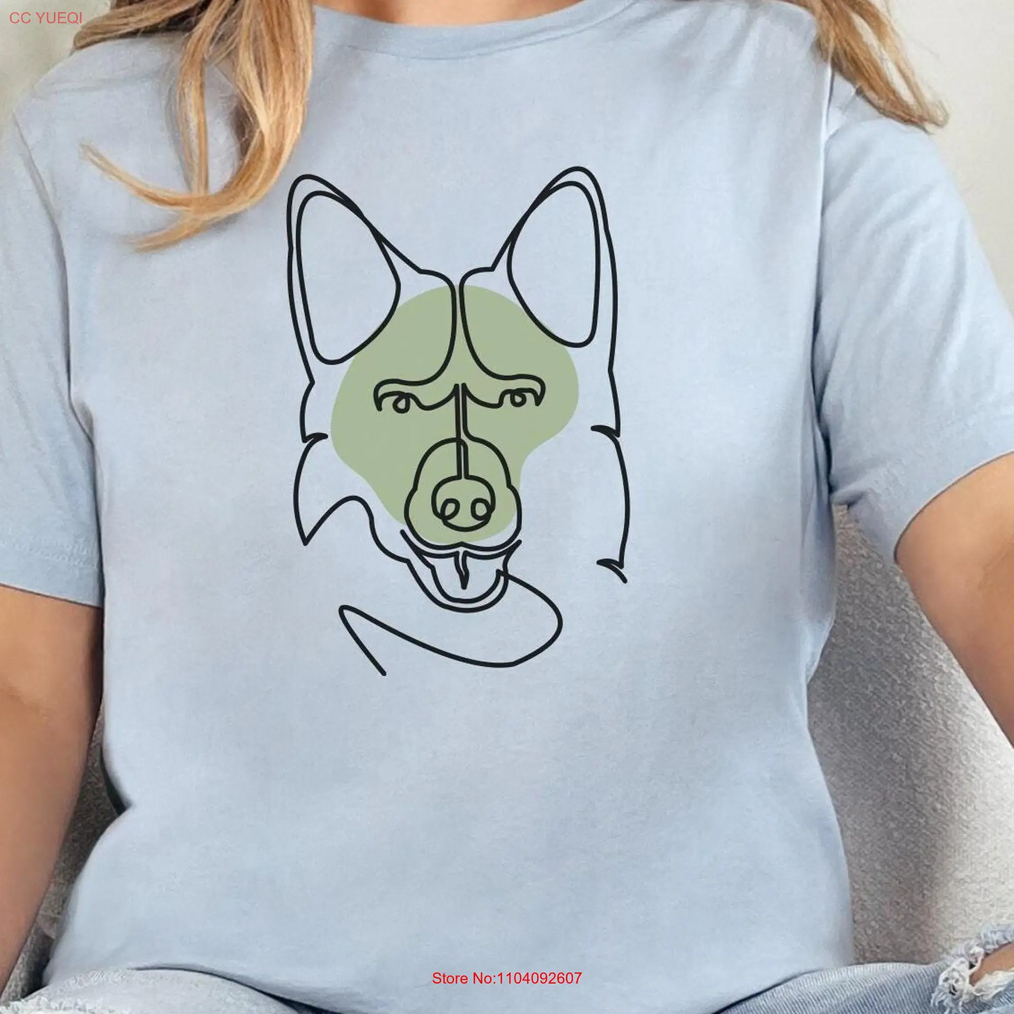 German Shepherd Green Outline Bella Canvas Dogfullness s Mom T Shirt Owner Dog Dad long or short sleeves