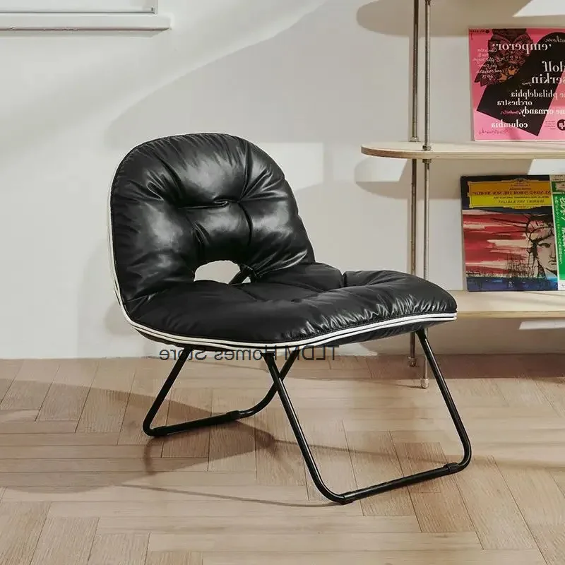 كراسي محمولة قابلة للطي مسند ظهر جلدي كراسي مريحة قابلة للطي لغرفة المعيشة الشمال كرسي قابل للطي للاسترخاء الداخلي #1