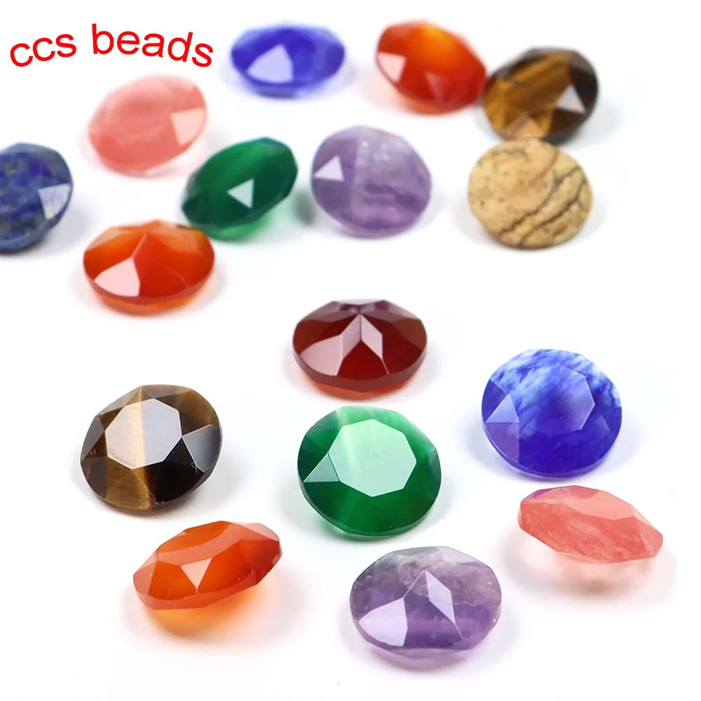 

10/15MM Natural Stones Round Cut Diamond Faceted Cabochon Beads Healing Crystal for Jewelry Making DIY Ring Necklace Accessories