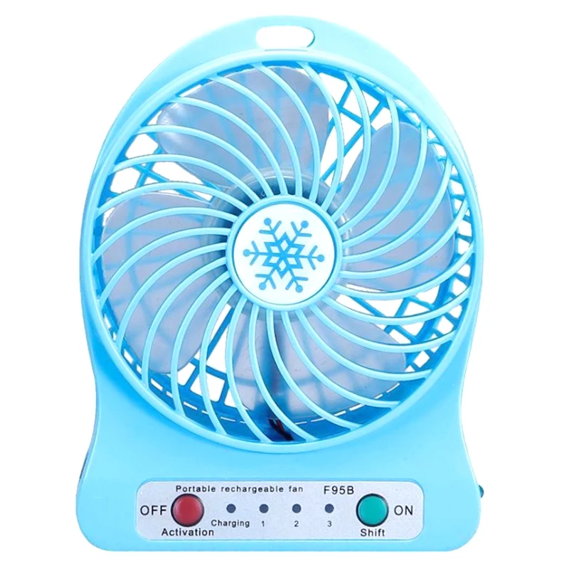 Tragbarer wiederauf ladbarer Mini-Lüfter Luftkühler Mini-Tisch ventilator USB-Kühlung wiederauf ladbare Hand ventilatoren blau