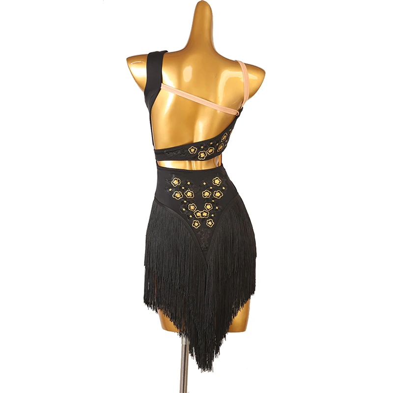 Vestido sem mangas Backless Tassel, Vestido Latino, Roupas De Performance, Roupas De Palco, Vestidos De Baile, Dance Performance Wear, Traje De Competição