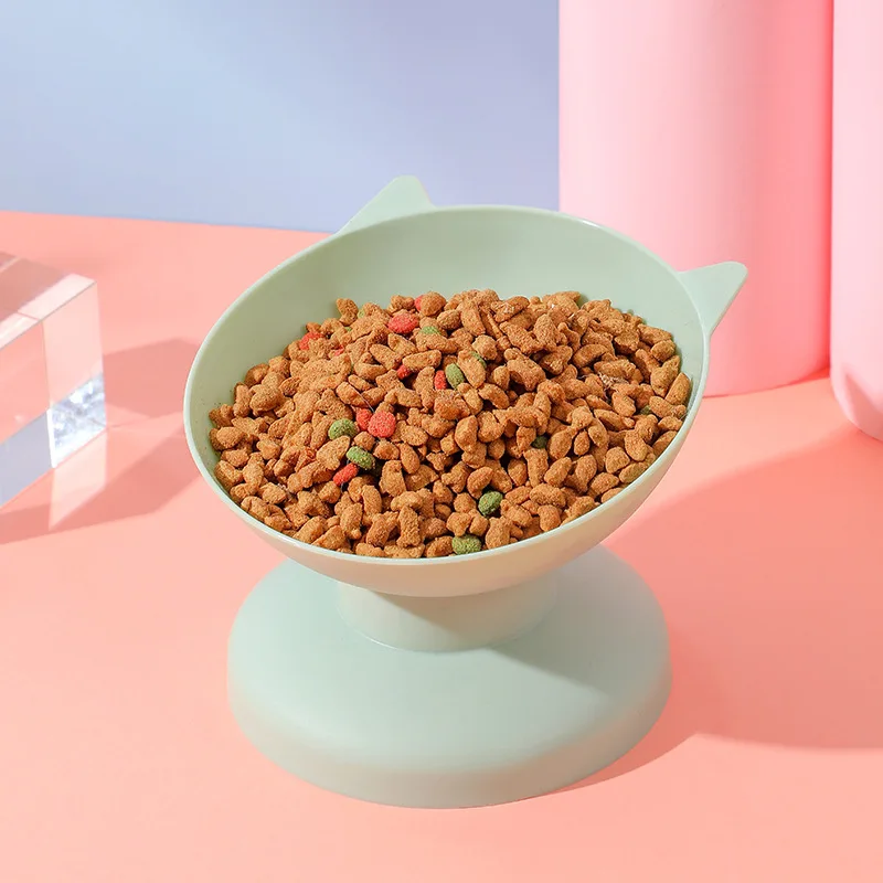 High Neck Pet Food Bowl for Cats And Dogs with Water Tilt Protector Anti-Tipping Feeding Dish