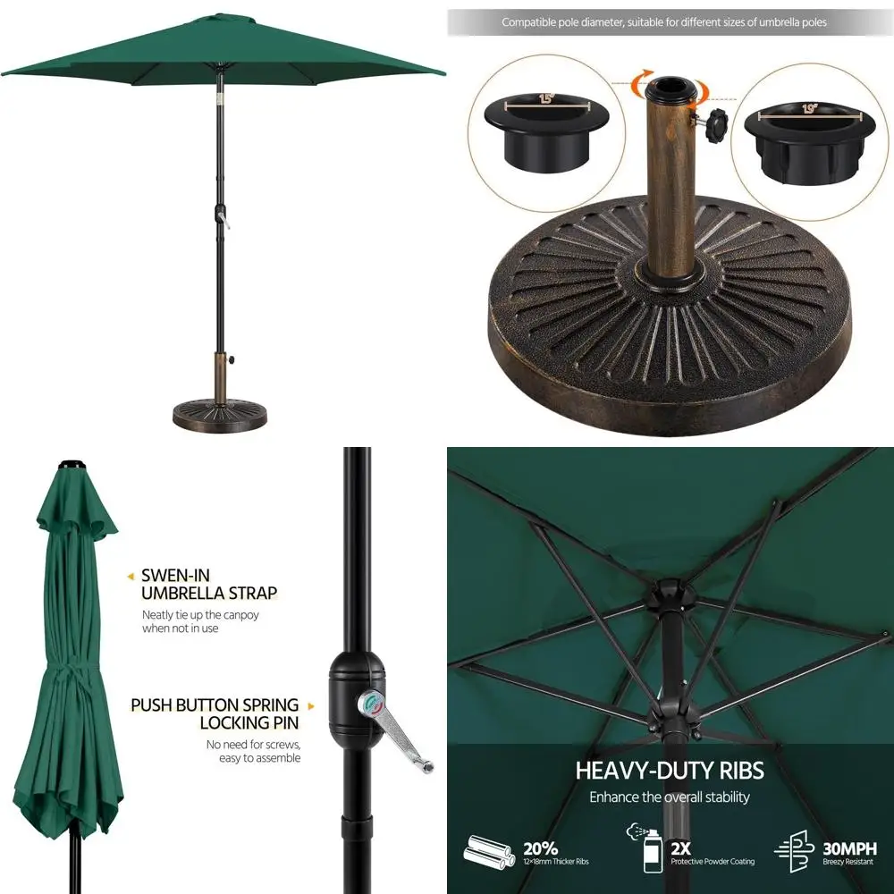 

Зонт для патио 3-метровый (10 футов) с ручкой и механизмом наклона, усиленное основание, защита от УФ-излучения, водонепроницаемый, для дворов, садов, свадеб и мероприятий