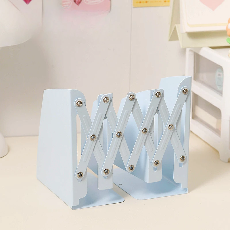 Desktop Bookshelf Iron Thickened Telescopic Book Stand with Pen Holder Bookshelf Student Desktop Fixed Storage Book Stand