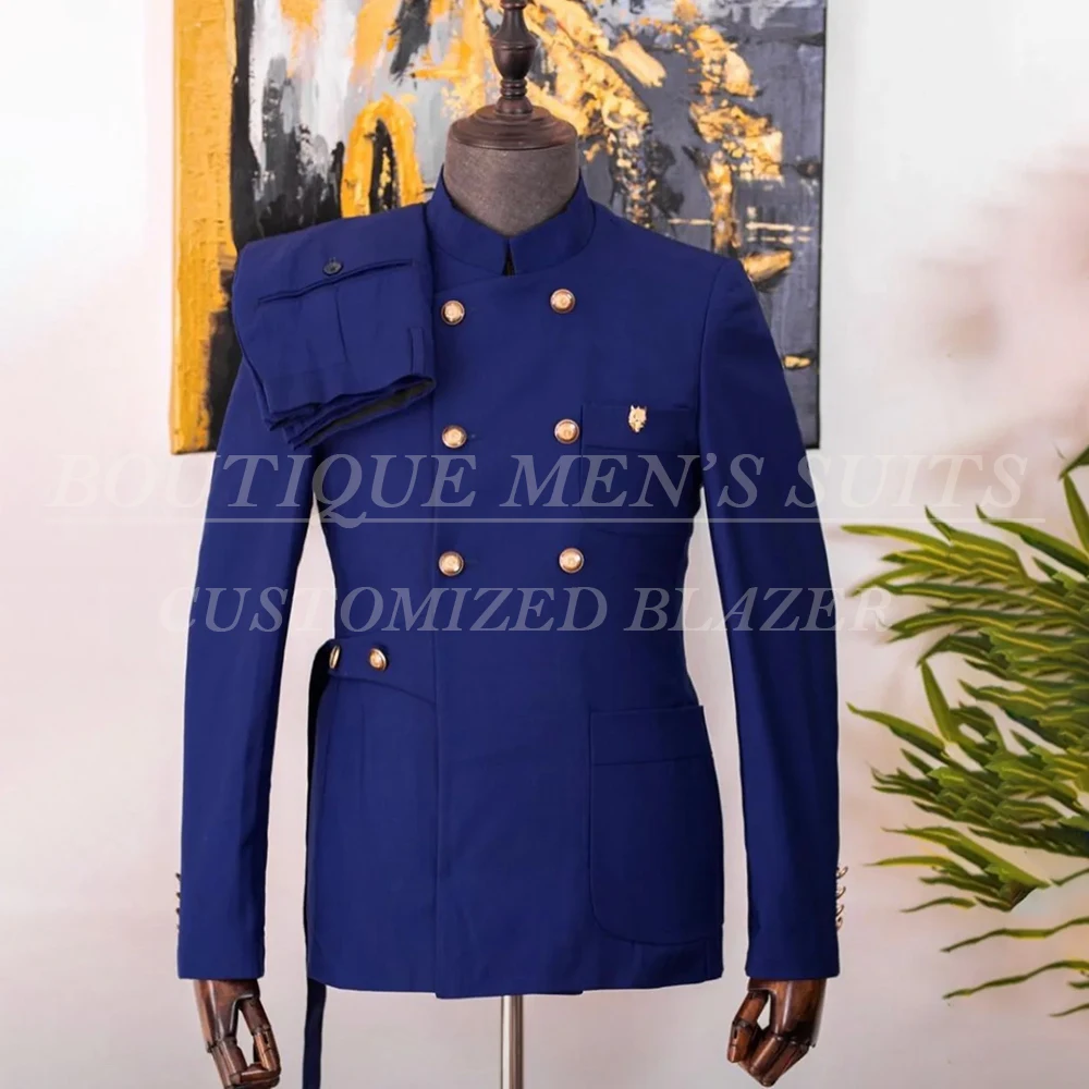 

Индивидуальные комплекты из двух предметов с курткой и брюками, однотонные мужские костюмы, шикарные двубортные повседневные мужские костюмы с лацканами-стойкой, костюм Homme