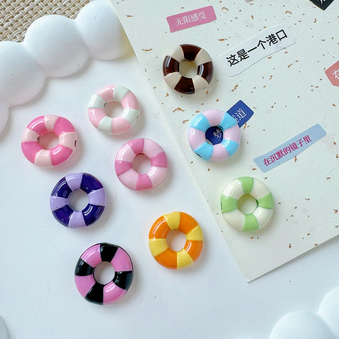 50pcs/lot 14mm Macaron color Charms for kids'  Jewelry DIY Making Plated cute Naval wind lifebuoy Beads Spacer Bead for bracelet