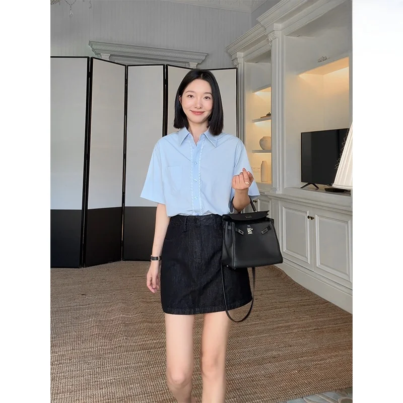 

Simple Cotton Lace Patchwork ort Sve irt Summer Anti-Aging Top Casual Sle Two-Piece Set for Women in Their 20s-30s