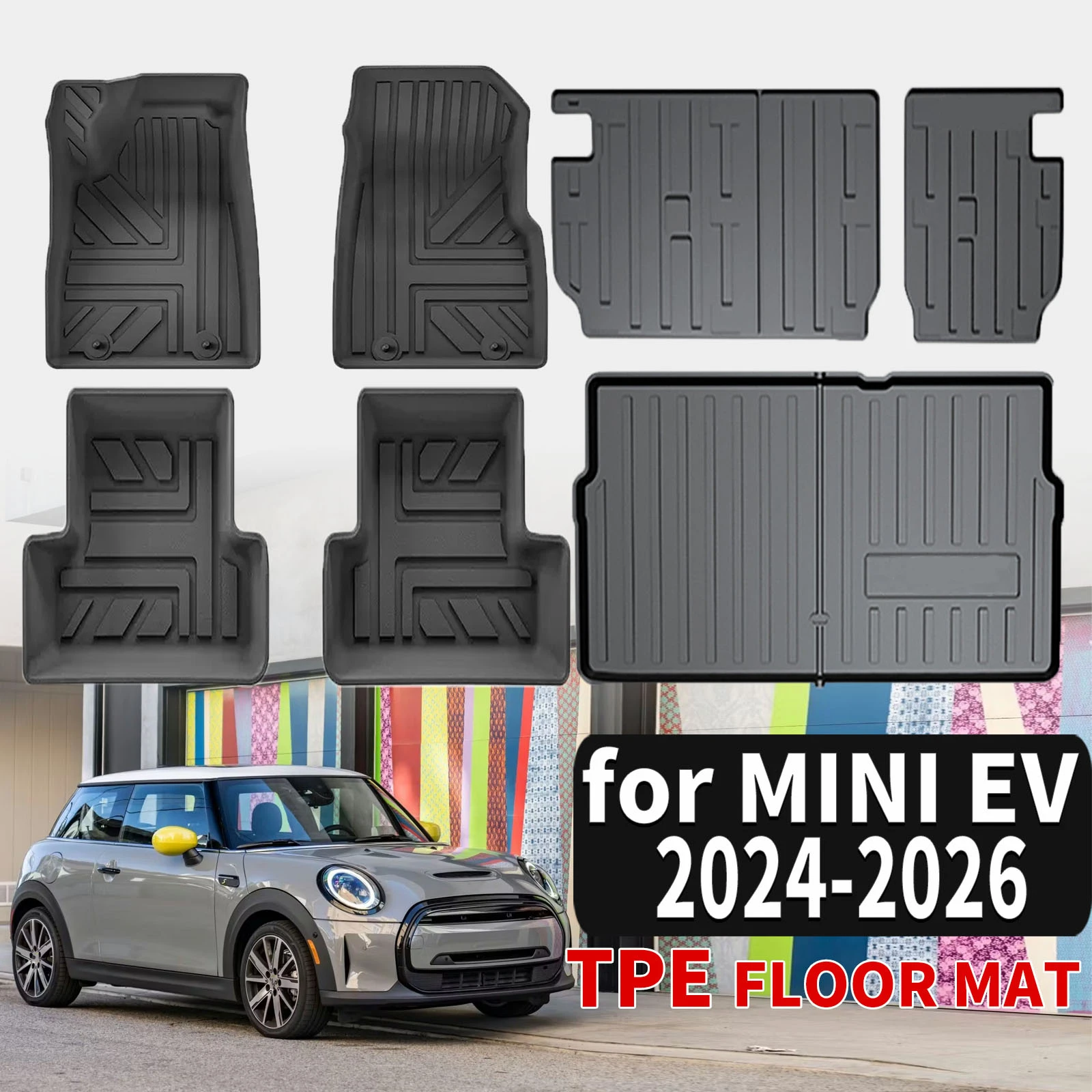 

for MINI COOPER EV SE J01 2026-2024 2Door Custom TPE Mats Full Set Eco-Friendly Waterproof All-Weather Floor Liners Accessories