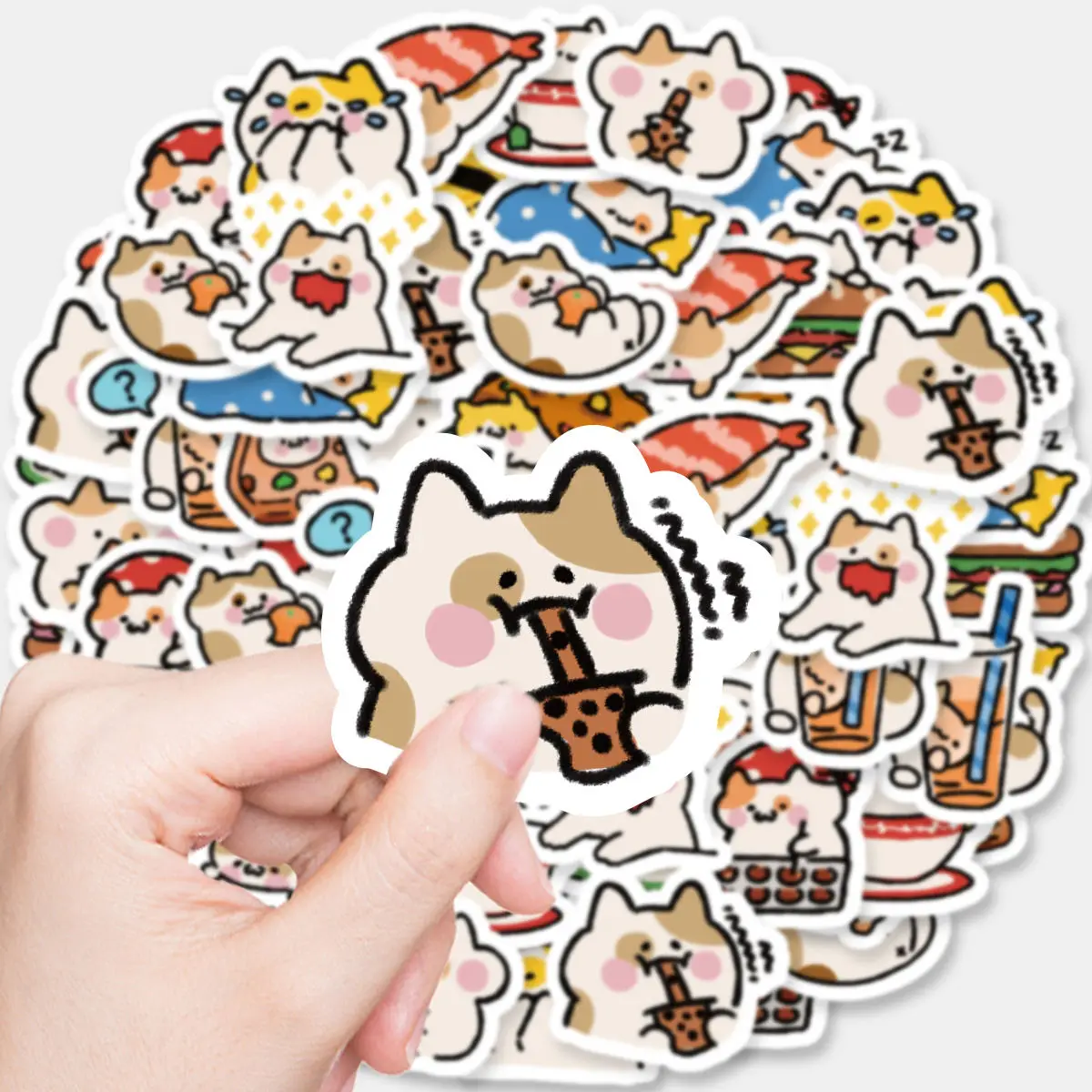 Etori Life 45pcs PVC Vigorous and Cute Cartoon Food Graffiti Collage Exquisite Patterns Student DIY Laptops Decoration Stickers