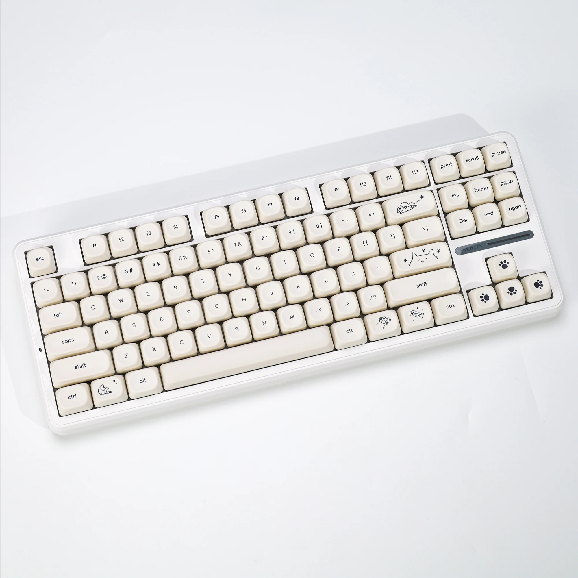 KBDiy Minimalistyczne Klawisze w Stylu Cute Milk White Cat PBT Profil KOA Alice ISO Klawisze do Klawiatury Mechanicznej 60% dla Graczy Aula F87 — zdjęcie produktu 3