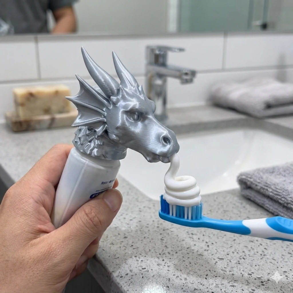 Longtou Toothpaste Cap Squeezer, Novelty Toothpaste Tube Dispenser Cap, Creative Dragon Mouth Design, Fun Sink Tabletop Toothpas